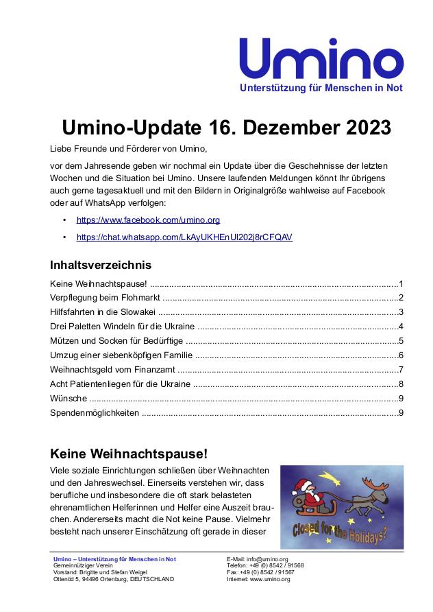 Umino-Update Dezember 2023