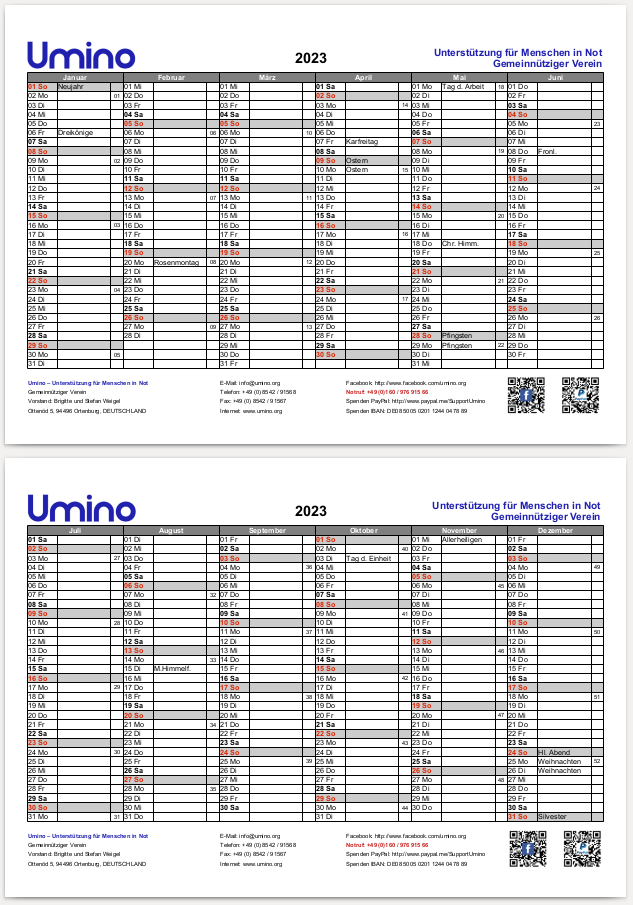 Umino-Kalender 2023